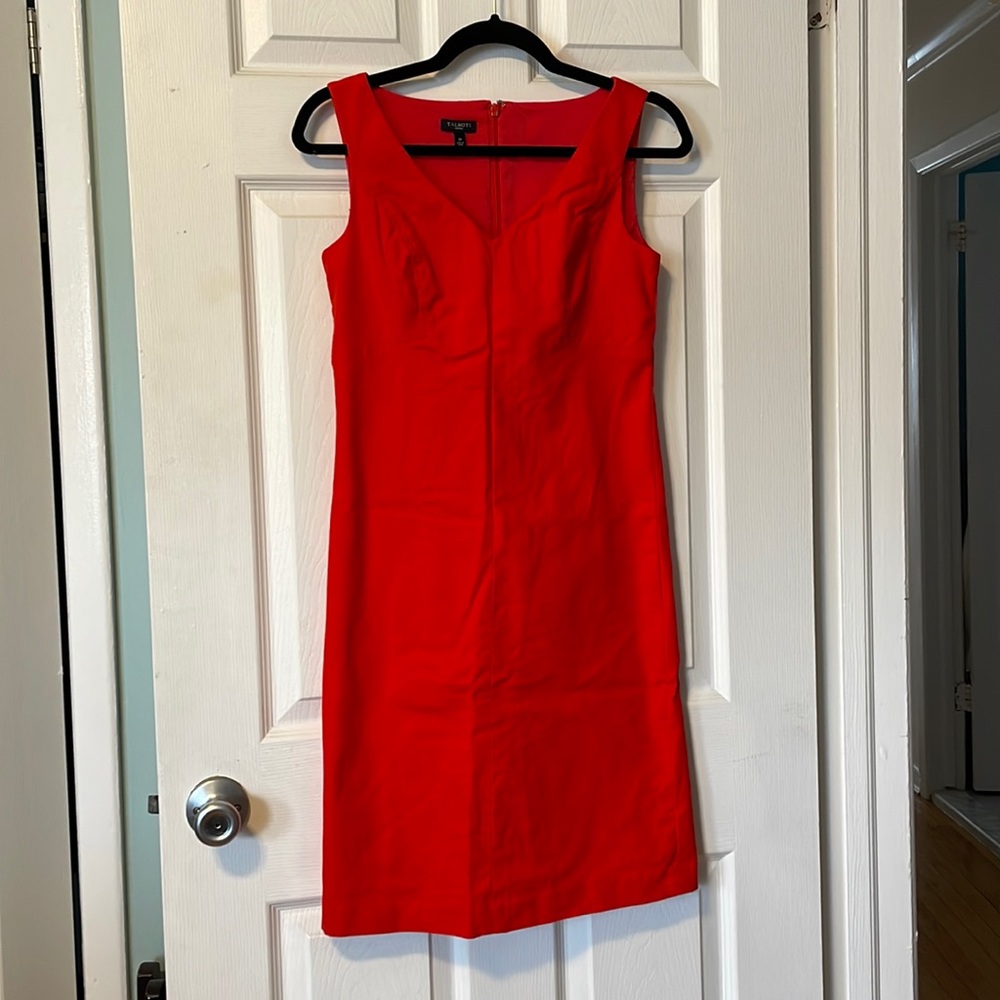 Talbots petite bright red pencil dress